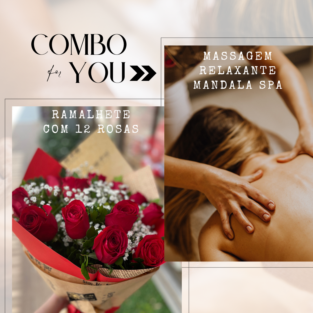 Combo massagem mais ramalhete com 12 rosas 